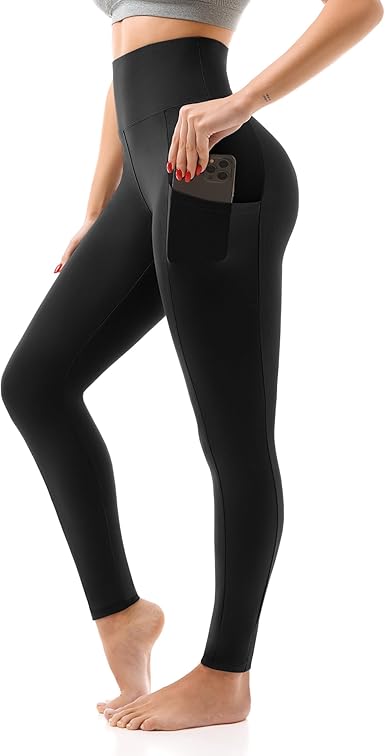 Leggings de cintura alta con bolsillos para mujer, pantalones capri de longitud completa, suaves y elásticos para yoga