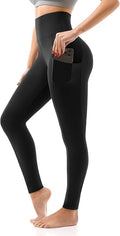 Leggings de cintura alta con bolsillos para mujer, pantalones capri de longitud completa, suaves y elásticos para yoga